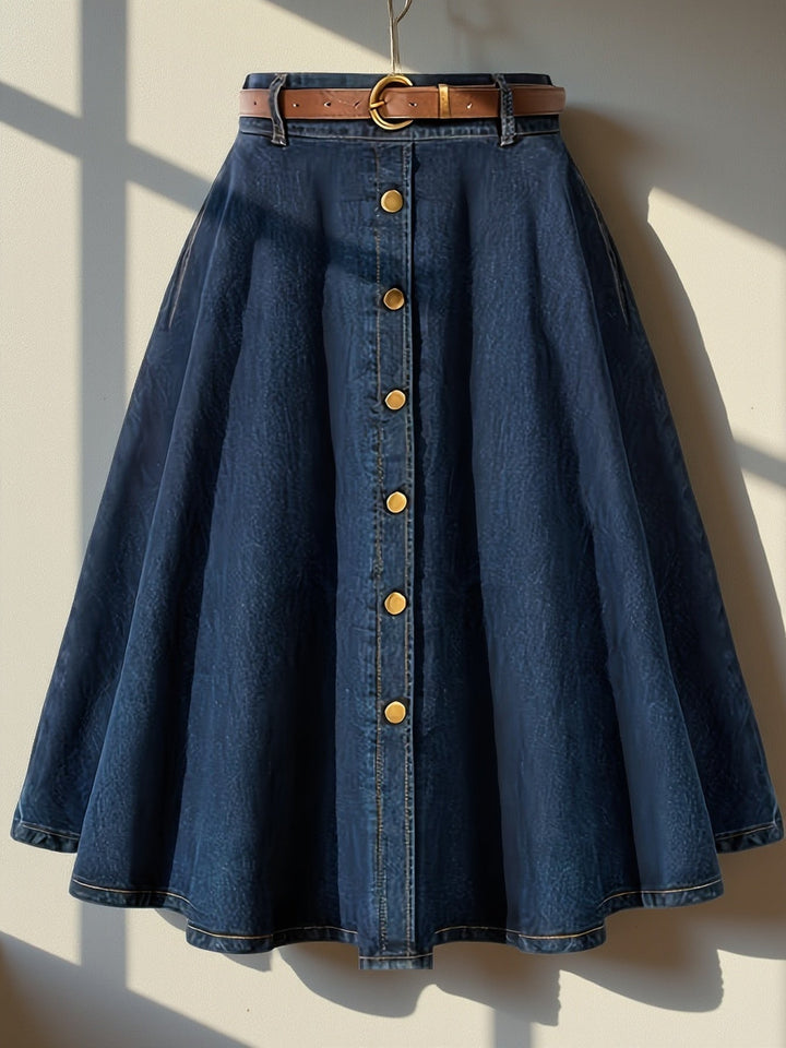 Elegancka i wygodna spódnica midi z denimu z guzikami