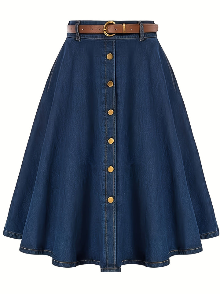 Elegancka i wygodna spódnica midi z denimu z guzikami