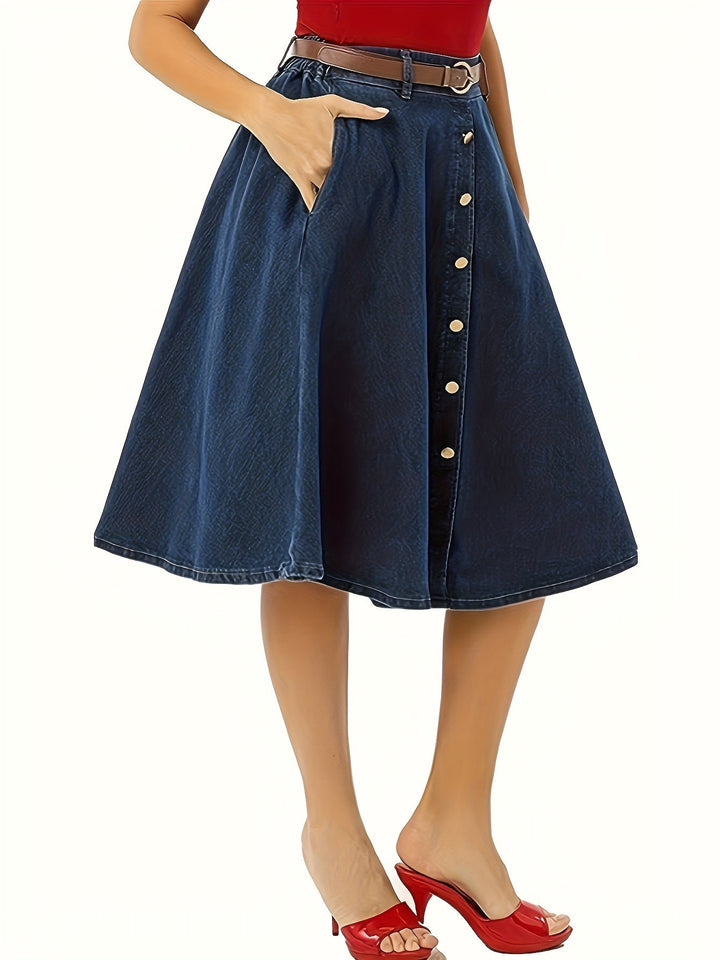 Elegancka i wygodna spódnica midi z denimu z guzikami