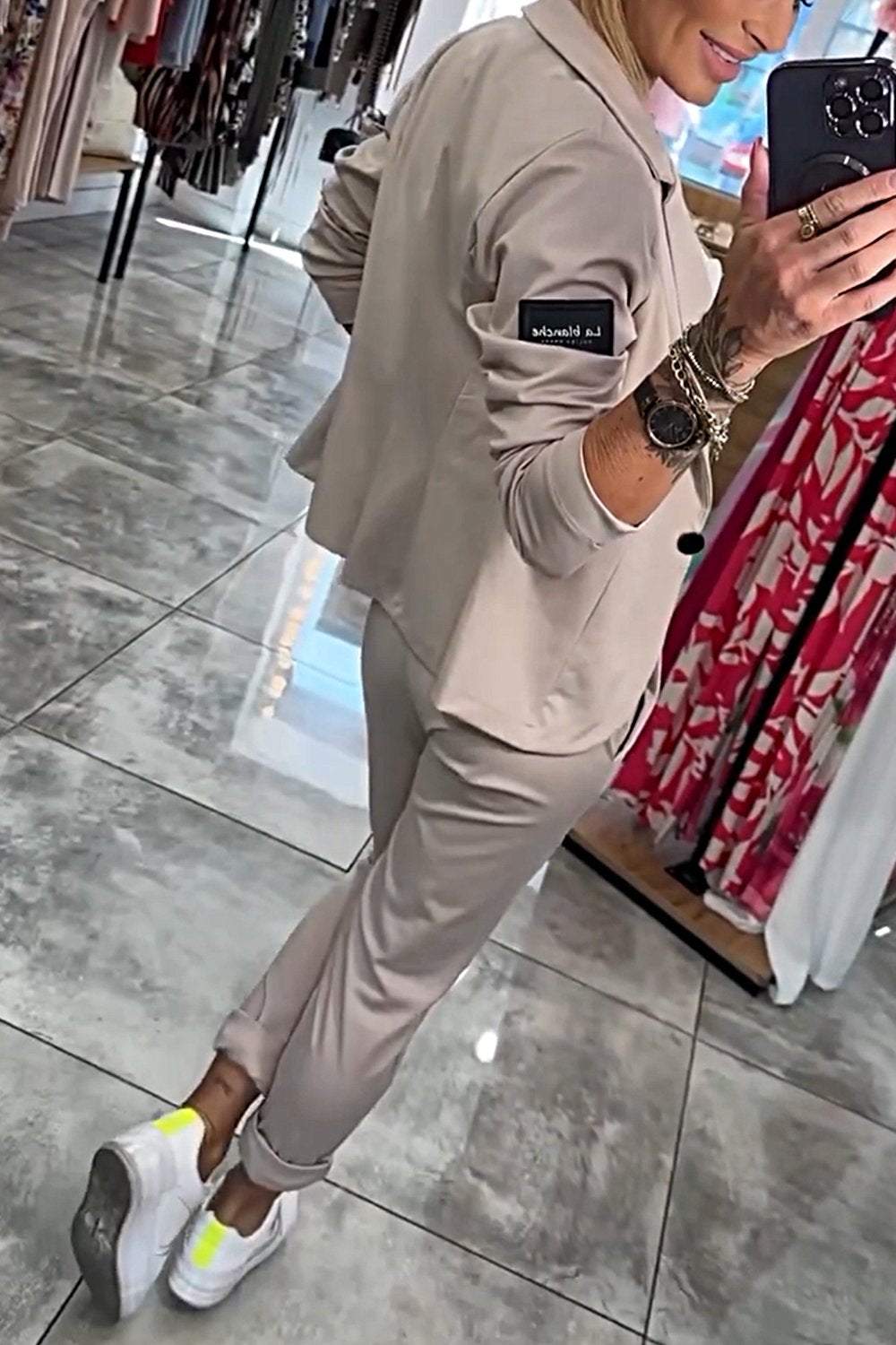 Moxie - Komplet damski dwuczęściowy top z kurtką i elastyczne spodnie