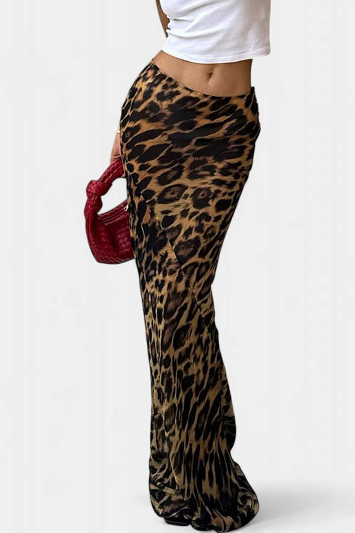 Elena Spódnica Maxi Slim w Wzór Lamparta