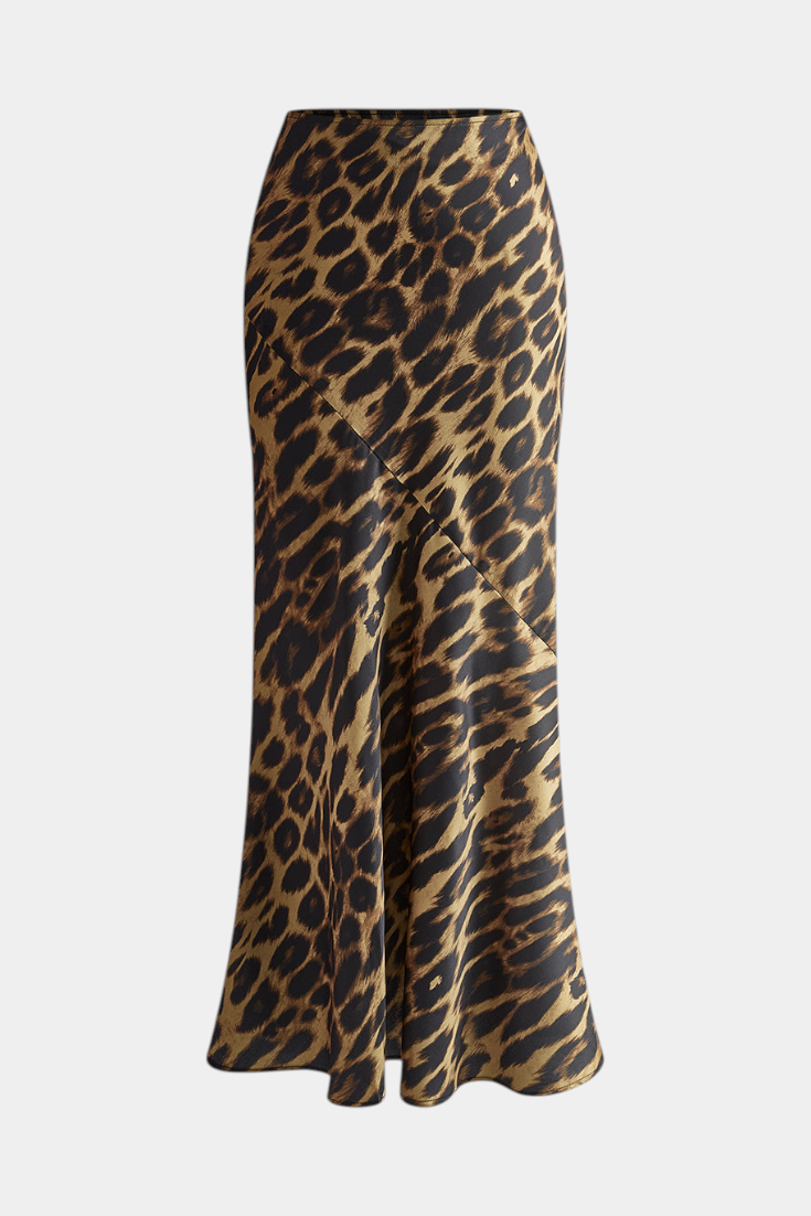 Elena Spódnica Maxi Slim w Wzór Lamparta
