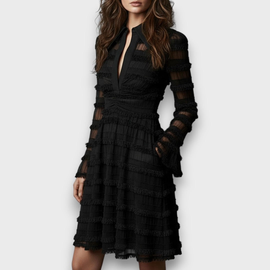 Parisa – Elegancka Czarna Sukienka Midi