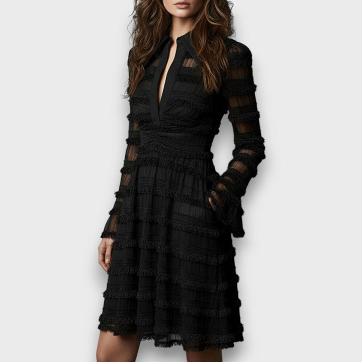 Parisa – Elegancka Czarna Sukienka Midi