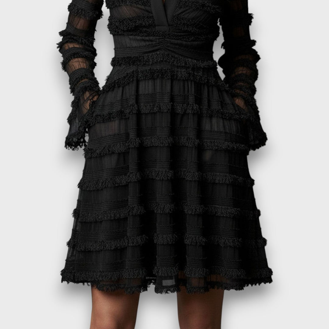 Parisa – Elegancka Czarna Sukienka Midi